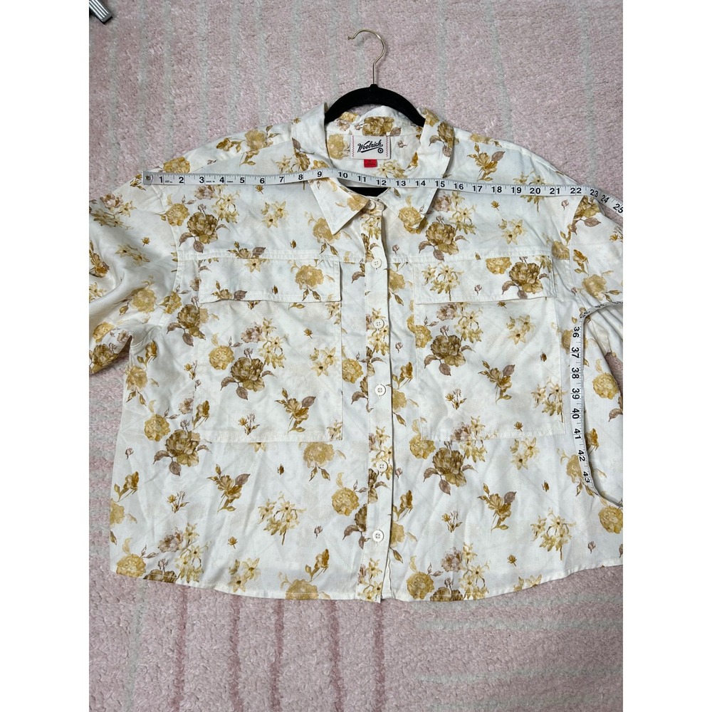Woolrich x Target Floral Cropped Boxy Button Front Blouse Size XL Like New Fall - Picture 5 of 9